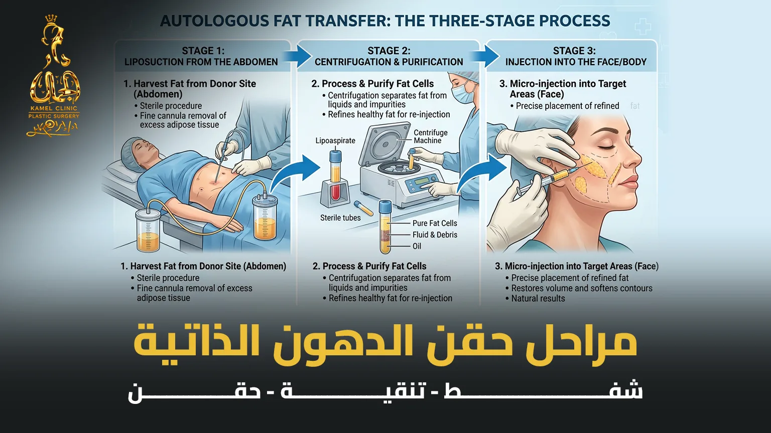 مناطق حقن الدهون الذاتية في مركز دار الجمال