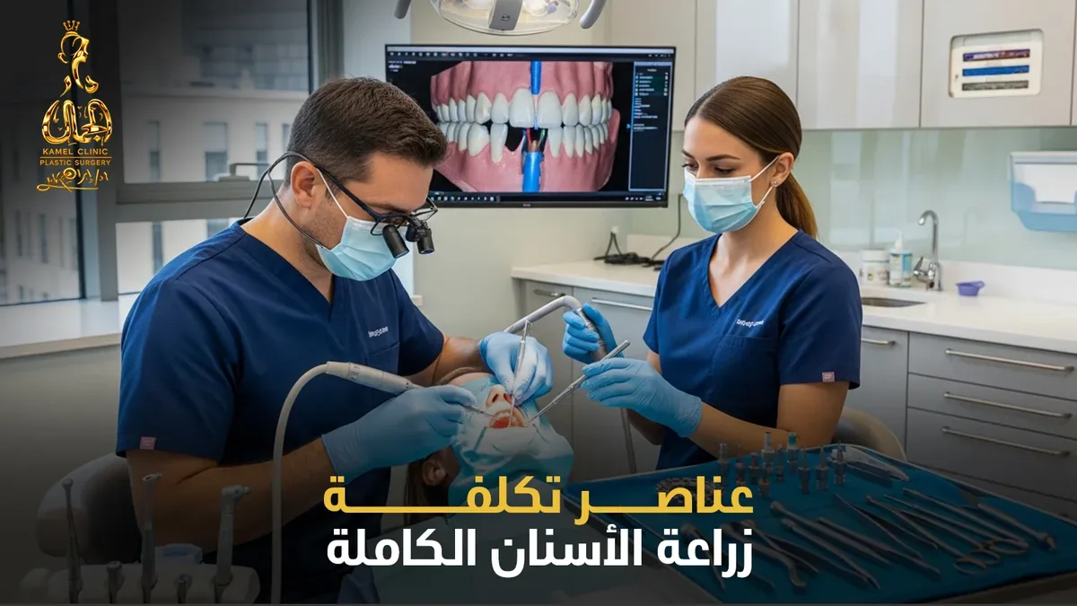 عناصر تكلفة زراعة الأسنان الكاملة - انفوغرافيك